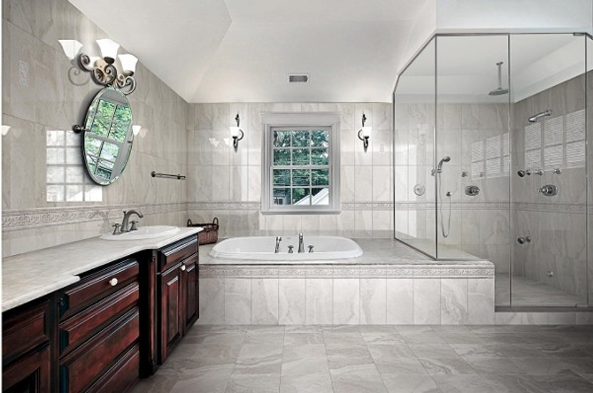 Matching Tile Floors and Walls in the Bathroom