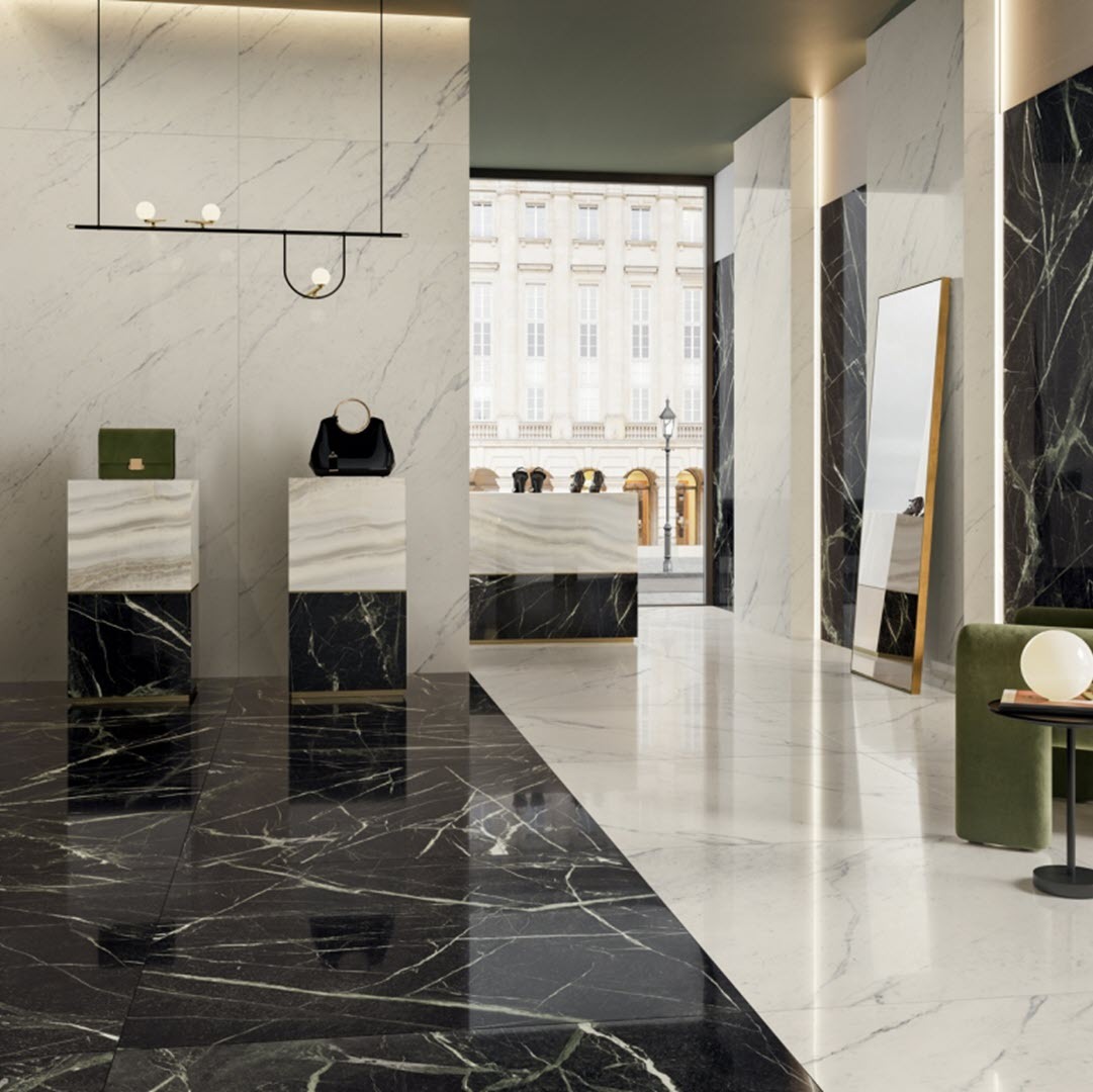 Stunning gauged porcelain panel floors and walls