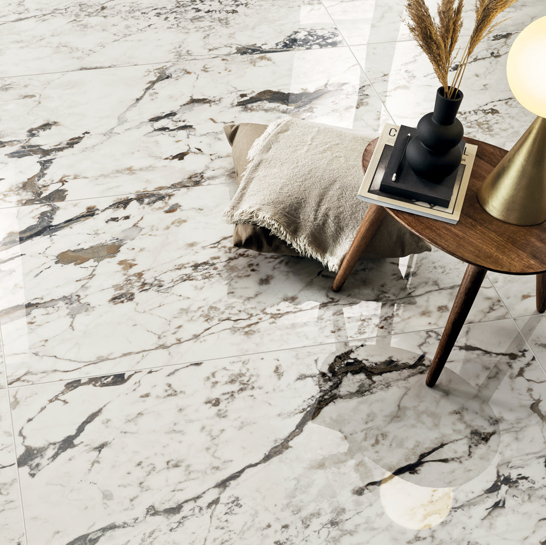 Polished breccia warm polished gauged porcelain panel