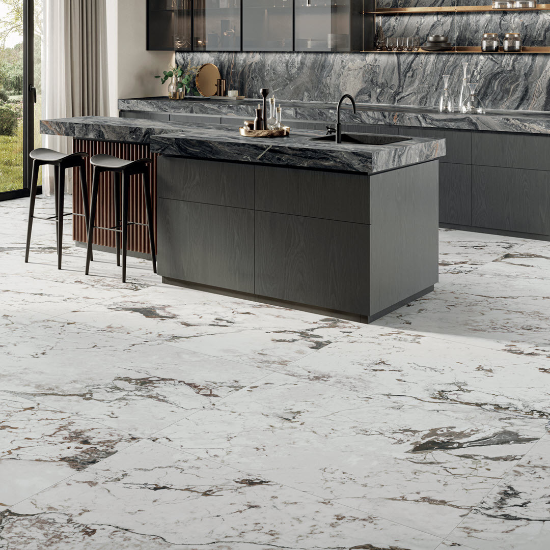 Perpetual Orobico blend gauged porcelain panel countertop