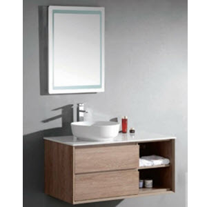 Wall-Mounted Bathroom Vanity in Dark Cherry - Decora