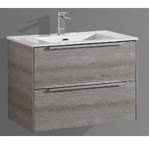 Wall-Mounted Bathroom Vanity in Dark Cherry - Decora