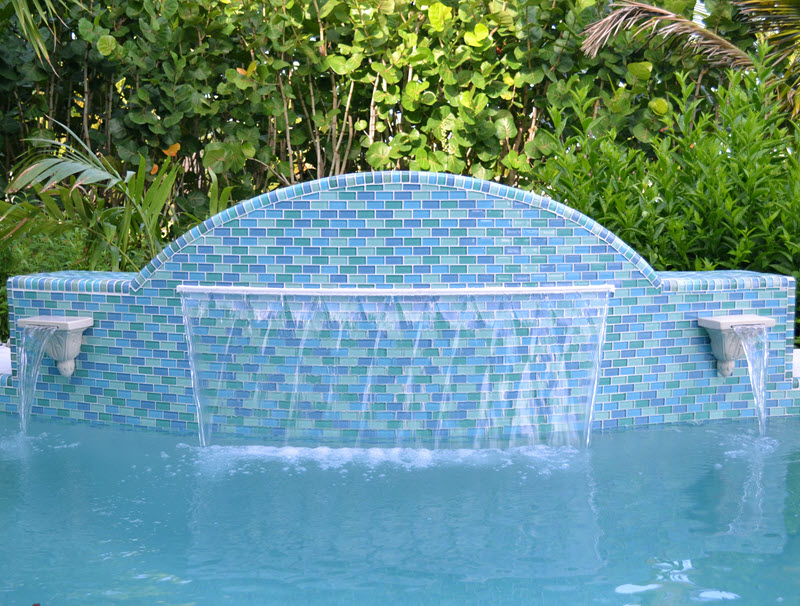 Turquoise blue blend glass pool tile