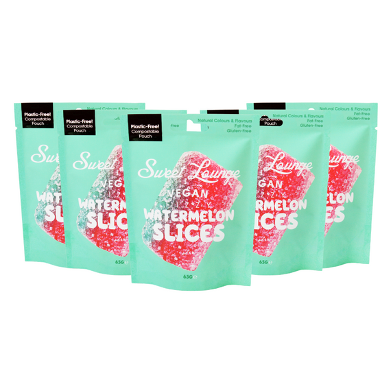 5x Vegan Fizzy Watermelon Slices (Plastic-free) - 65g