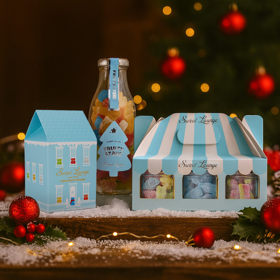 Festive Trio Gift Set – House Box, Mini Sweet Shop & Fruity Stars Jar Festive Trio Gift Set – House Box, Mini Sweet Shop & Fruity Stars Jar