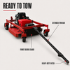 BrushRipper towing features showing the extended tow bar, debris guard, and rugged front frame