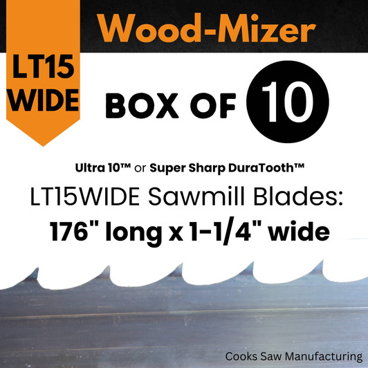 Bandsaw blade options built for LT15 Wide sawmills.