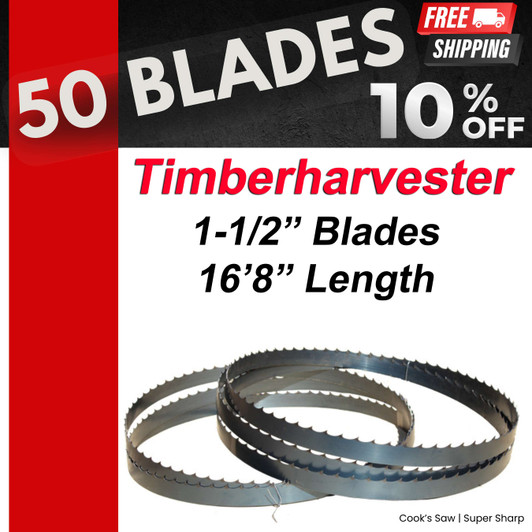 Cooks bulk 1-1/2 inch bandsaw blades for Timber Harvester 16' 8" Cooks bulk 1-1/2 inch bandsaw blades for Timber Harvester 16' 8"
