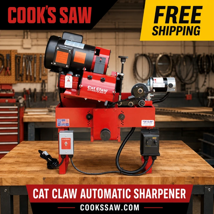 Cook’s Saw Cat Claw Automatic bandsaw blade sharpener with free shipping promotion.