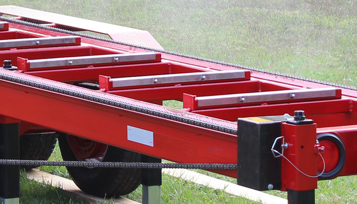 Stainless log bunk on cooks portable sawmill