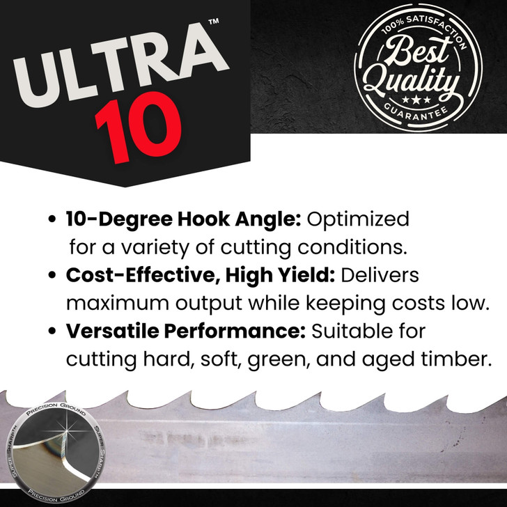 Ultra 10™ blade for Woodland Mills HM126/HM130 — 10° hook, versatile in hardwood, softwood, and green wood (1-1/4 x .042 x 7/8)