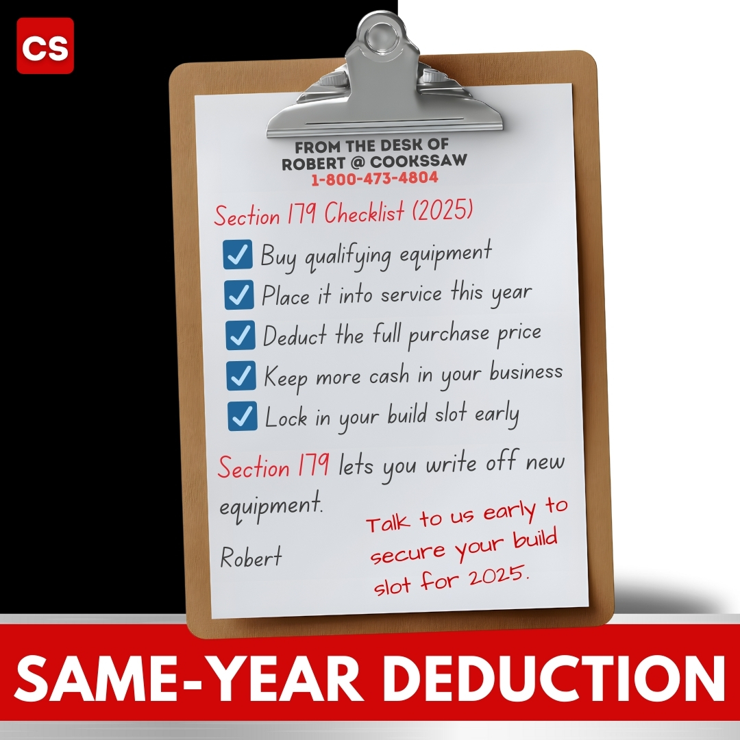 Now is the best time to buy Cooks Sawmills with easy financing