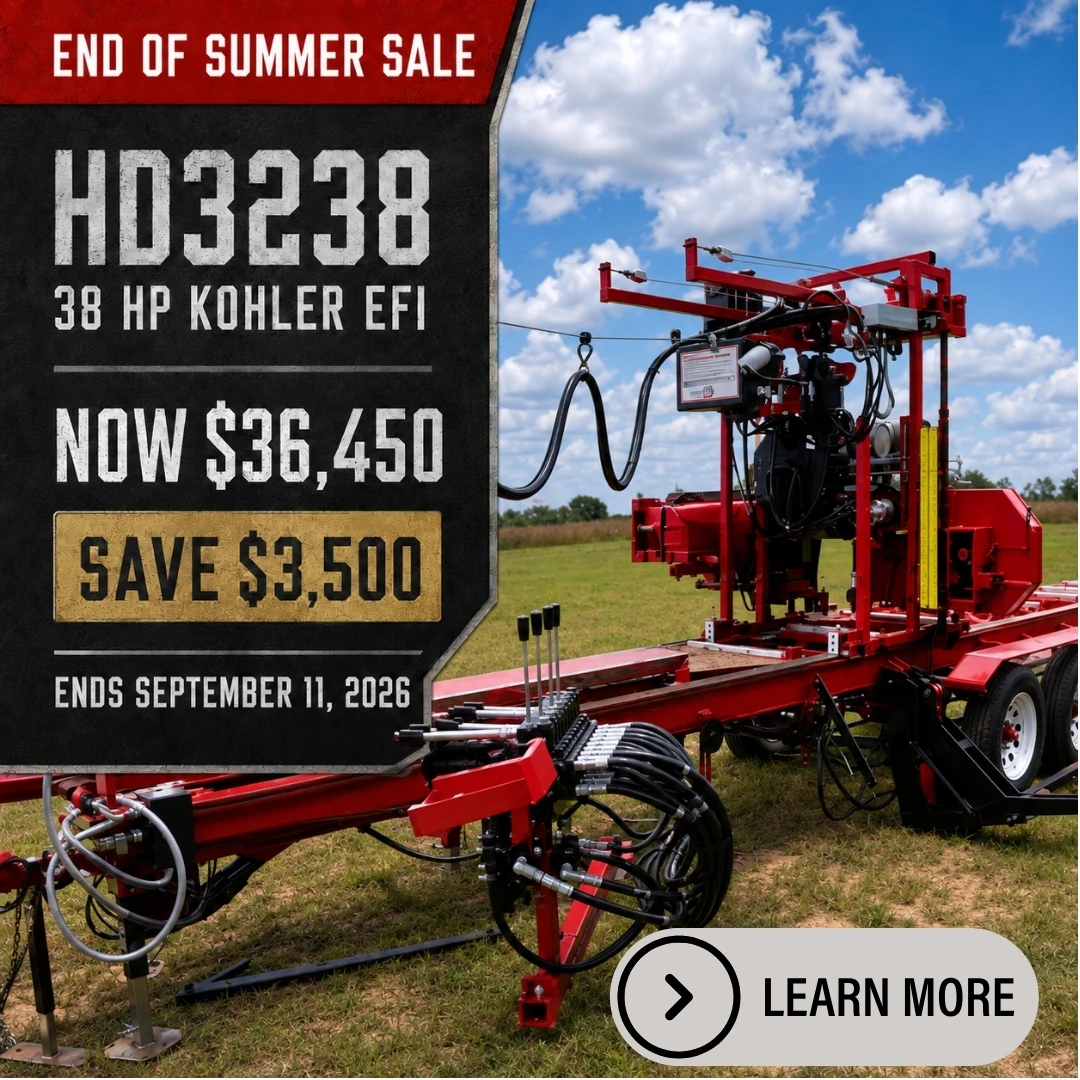 Save $3,500 on Cooks HD3238 38HP Kohler EFI Portable Sawmill, Sale Ends September 11, 2026