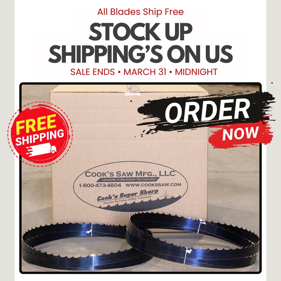 All bandsaw blades ship free sale ends march 31