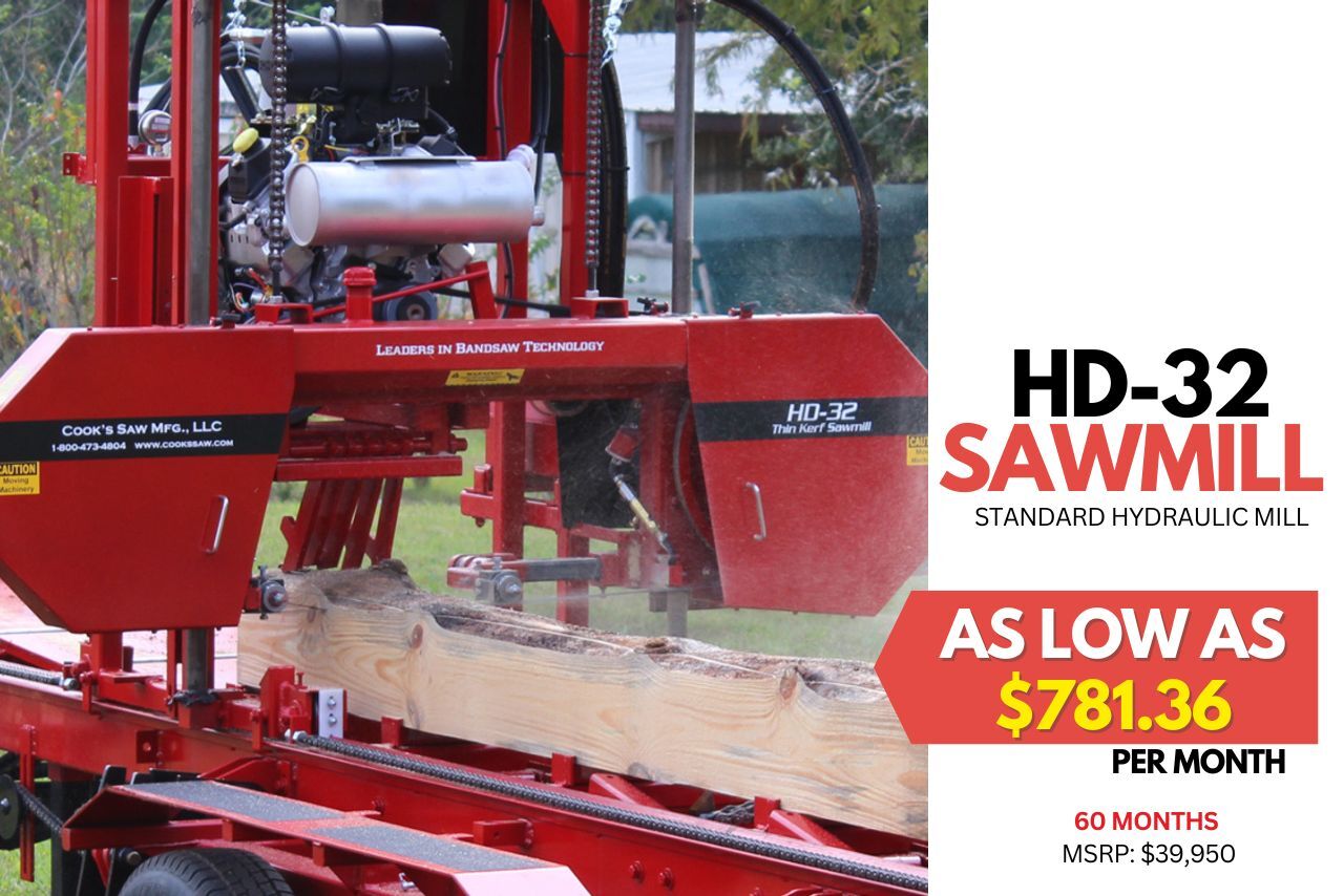 Real Sawmill Power Everyday with Cooks HD32 Hydraulic Sawmill