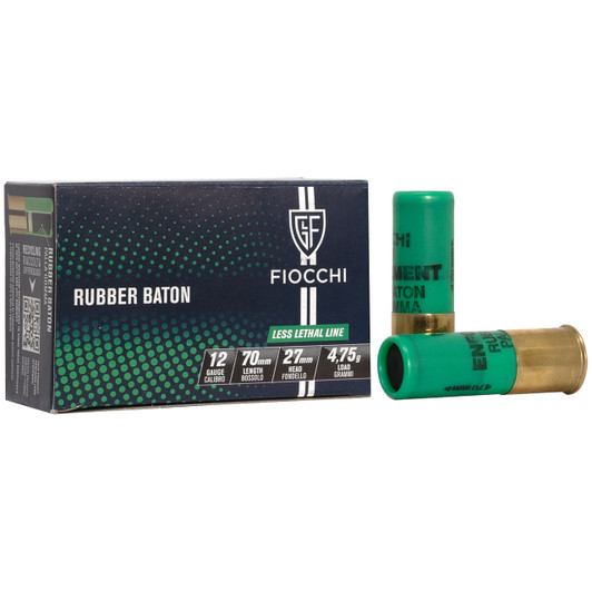 Fiocchi 12GA 1OZ Rubber Baton - Less Lethal - 2-3/4 - 12LEBA10 - 10rd Box