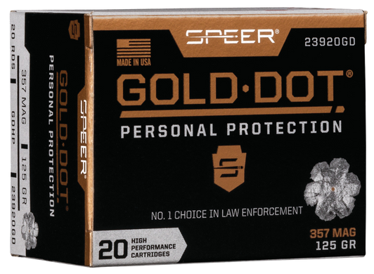 Speer Gold Dot .357 Magnum 125 Grain Hollow Point  -  Pistol Ammo  -  20RD Box - 23920GD