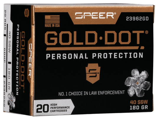Speer Gold Dot .40 S&W 180 Grain Hollow Point  -  Pistol Ammo  -  20RD Box - 23962GD