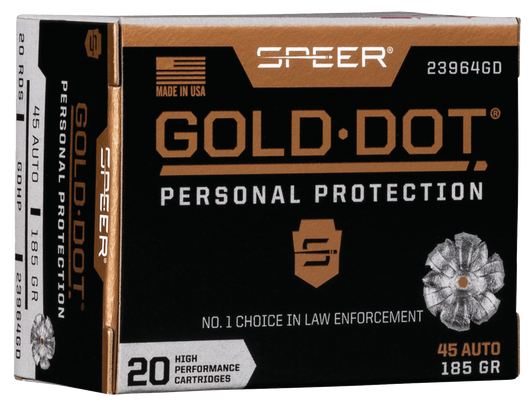 Speer Gold Dot .45 ACP 185 Grain Hollow Point  -  Pistol Ammo  -  20RD Box - 23964GD