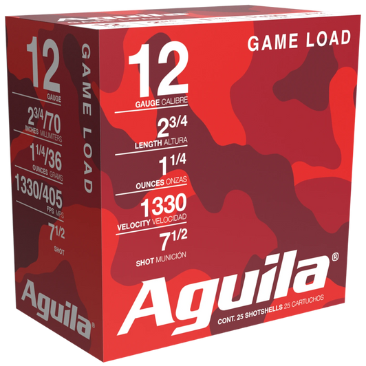 Aguila  -  Field 12 Gauge 1 1/4 Oz 2.75in 7.5 Shot - Shotgun Ammo - 25RD Box - 1CHB1207