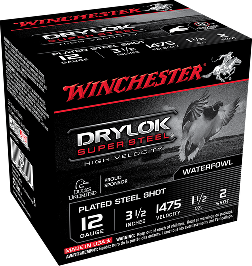 Winchester Drylok Super Steel 12 Gauge 1 1/2 Oz 3.5in - Shotgun Ammo - 25RD Box - SSH12LH2