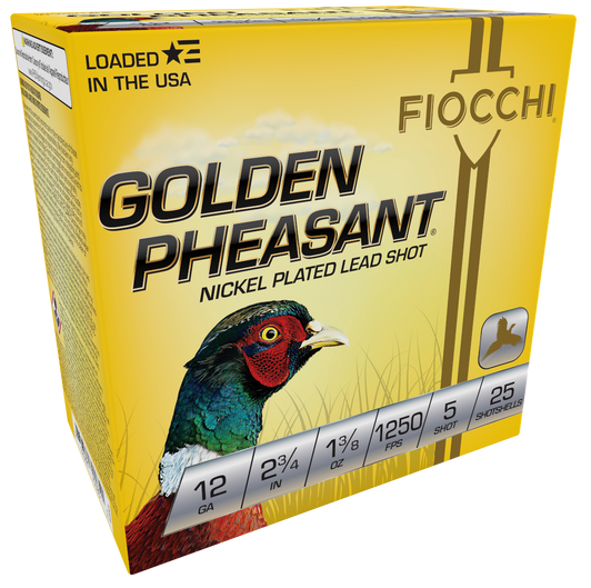 Fiocchi Golden Pheasant 12 Gauge 1 3/8 Oz - 2.75in - 5 Size - 25RD Box - 12GP5