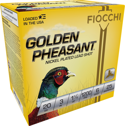 Fiocchi Golden Pheasant 20 Gauge 1 1/4oz 3in 6 Size Shotgun Ammo - 25RD Box - 203GP6