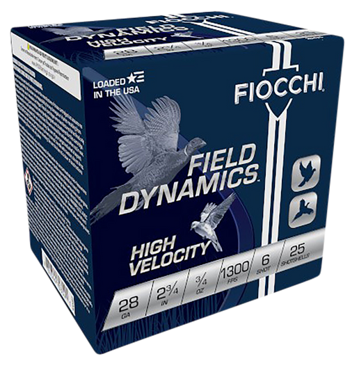 Fiocchi Hi Velocity Lead 28 Gauge 3/4 Oz 2.75in 6 Shot Shotgun Ammo - 25RD Box - 28HV6