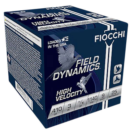 Fiocchi Hi Velocity Lead 410 Gauge 11/16oz 3in 9 Shot Shotgun Ammo - 25RD Box - 410HV9