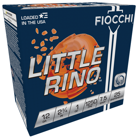 Fiocchi Little Rhino 12 Gauge 1oz 2.75in 7 1/2 Shot Shotgun Ammo - 25RD Box - 12TX75