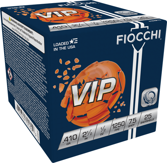 Fiocchi VIP 410 Gauge 1/2oz 2.5in 7 1/2 Shot Shotgun Ammo - 25RD Box - 410VIP75