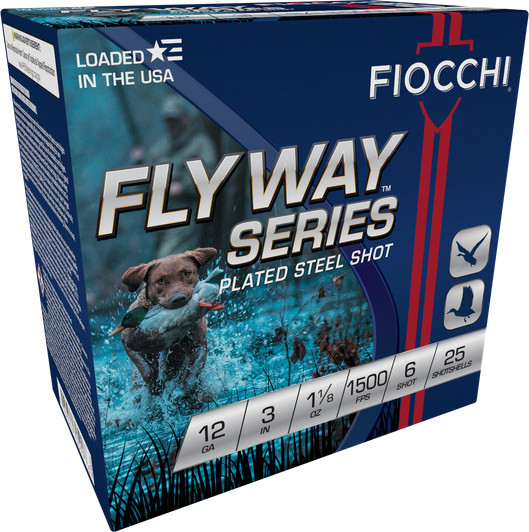 Fiocchi Flyway Plated Steel - 12 Gauge - 3" - 1 1/8 Oz. #6 Shot - 25RD Box