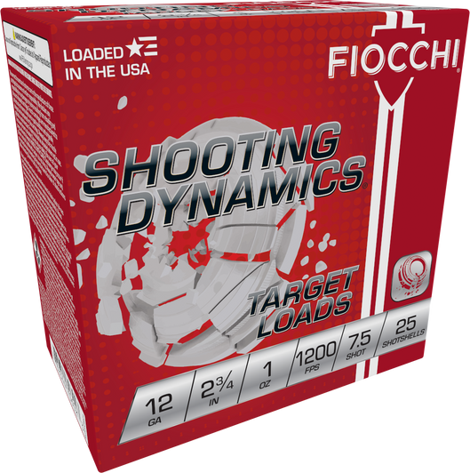 Fiocchi Shooting Dynamics 12 Gauge 1oz 2.75in 7 1/2 Shot 1200 Velocity Shotgun Ammo - 25RD Box - 12SD1H75