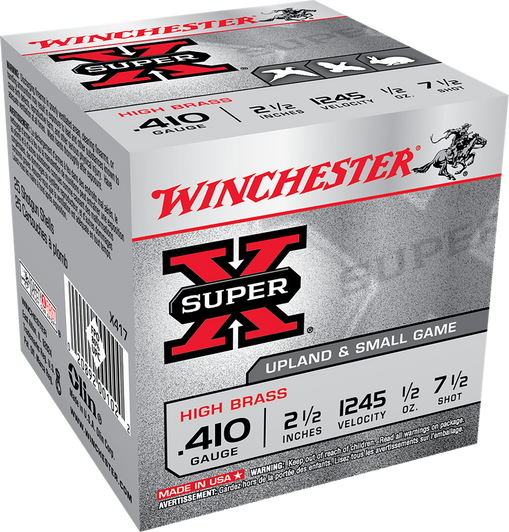 Winchester Super-X Shotshell 410 Bore 1/2 Oz 2.5in - Shotgun Ammo - 25RD Box - X417