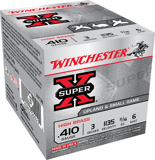 Winchester Super-X Shotshell 410 Bore 11/16 Oz 3in - Shotgun Ammo - 25RD Box - X4136