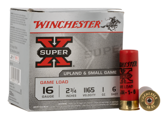 Winchester Super-X Shotshell 16 Gauge 1oz 2.75in Size 6 - Shotgun Ammo - 25RD Box - XU166