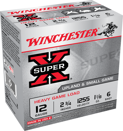 Winchester Super-X Shotshell 12 Gauge 1 1/8 Oz 2.75in - Shotgun Ammo - 25RD Box - XU12H6