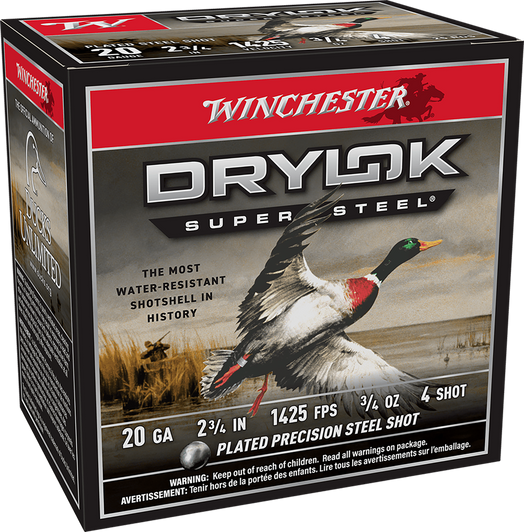 Winchester Drylok Super Steel 20 Gauge 3/4 Oz 2.75in - Shotgun Ammo - 25RD Box
