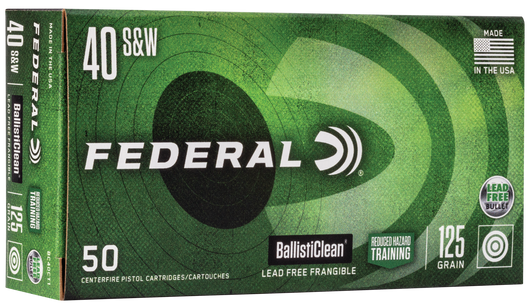 Federal Lawman RHT .40 S&W 125 Grain Frangible Brass Cased  -  Pistol Ammo  -  50RD Box - BC40CT1