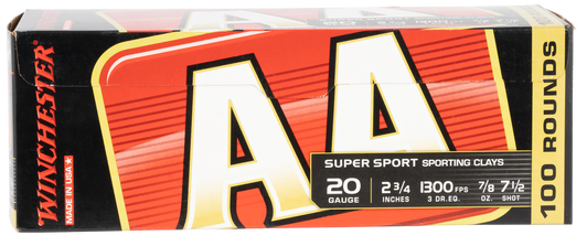 Winchester AA 20 Gauge 7/8 Oz 2.75in - Shotgun Ammo - 100 Rounds - AASC207VP