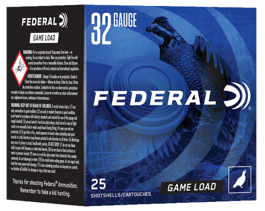 Federal Game Load Upland 32 Gauge 2.5in #8 Shot 1/2 Oz 1260FPS - Shotgun Ammo - 25RD Box - N132 8