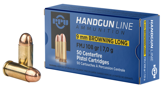 PPU PPH9BL  9mm Browning Long 108 Gr - FMJ - FMJ - 50RD Box