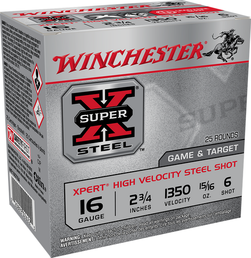 Winchester Super-X Shotshell 16 Gauge 15/16 Oz 2.75 - Shotgun Ammo - 25 Round - WE16GT6