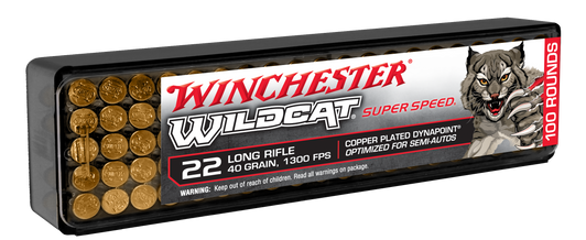 Winchester Wildcat Dynapoint Super Speed .22 Long Rifle 40 Grain - Rimfire Ammo - 100 Rounds - WW22LRSSD