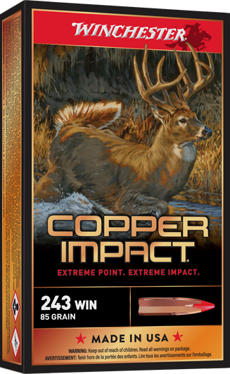 Winchester Deer Season XP Copper Impact .243 Winchester 85 Grain Copper Extreme Point - Rifle Ammo - 20RD Box - X243CLF