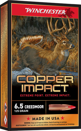 Winchester Copper Impact 6.5 Creedmoor 125 Grain Copper Extreme Point - Rifle Ammo - 20RD Box - X65CLF