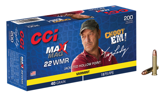 CCI  -  Maxi-Mag .22 Winchester Magnum Rimfire 40 Grain - JHP - Brass Cased Ammo - 200 Rounds - 958