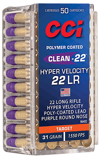 CCI  .22 Long Rifle 31 Grain Round Nose Brass - Rimfire Ammo - 50RD Box