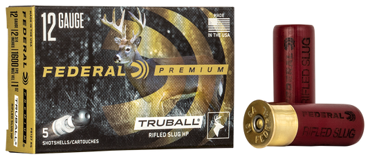 Federal Vital Shok 12 Gauge 2 3/4in 1oz TruBall Rifled Slug - Shotgun Ammo - Rifled Slug Shot - 5RD Box - PB127 RS