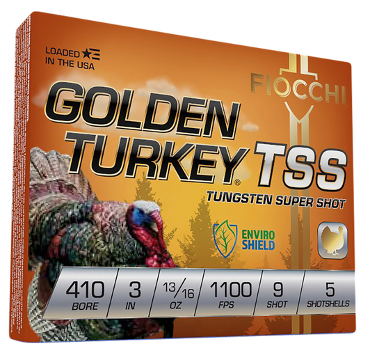 Fiocchi Golden Turkey TSS .410 13/16oz 3in #9 Shot - Shotgun Ammo - 5RD Box - 410TSS9